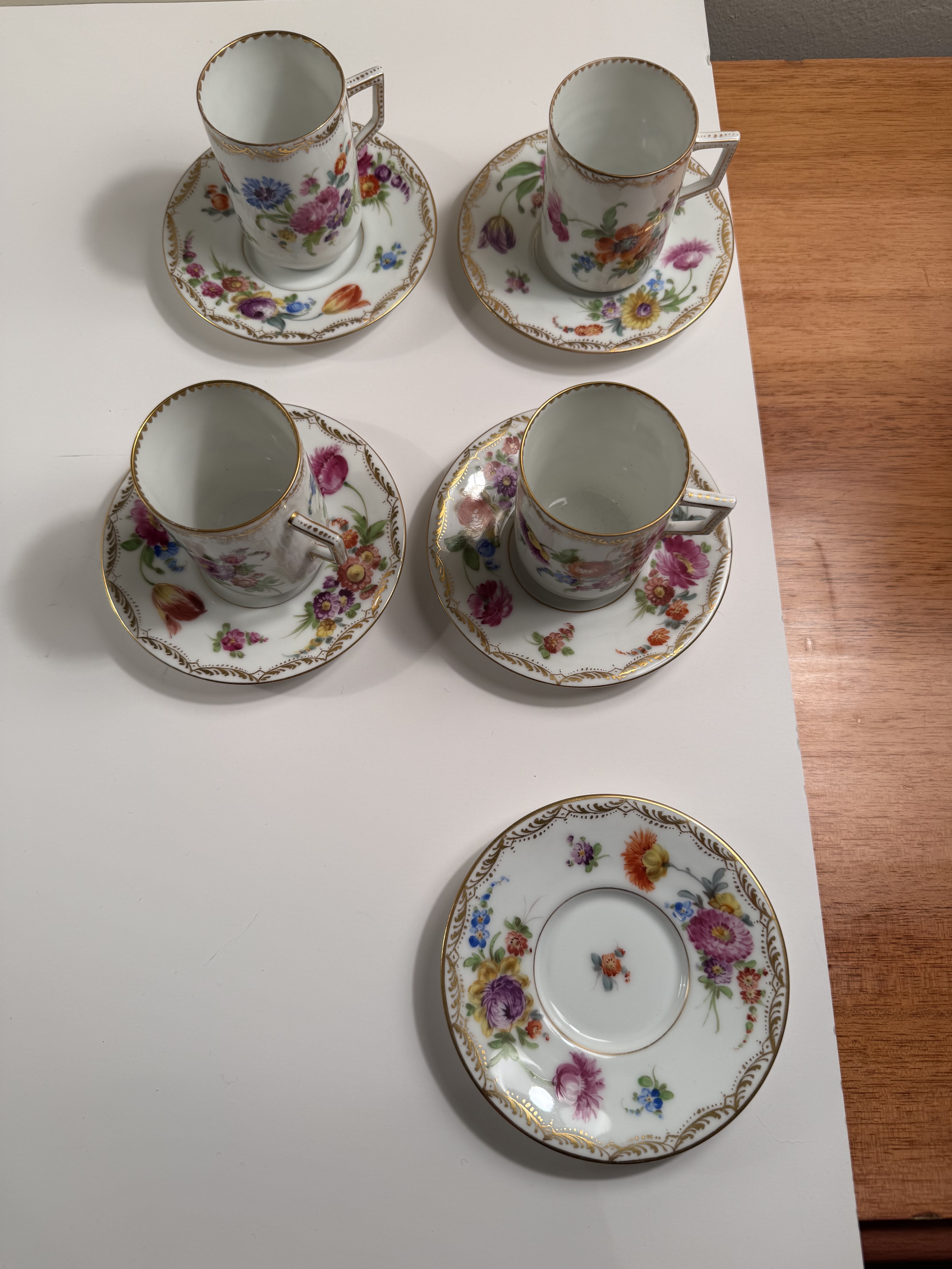 Dresden Porcelain Cups & Saucers — Richard Klemm